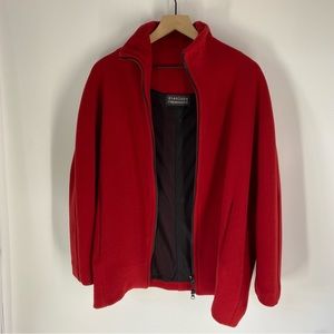Red Virgin Wool Minimalist Zip Front Jacket Women’s 6 Italian